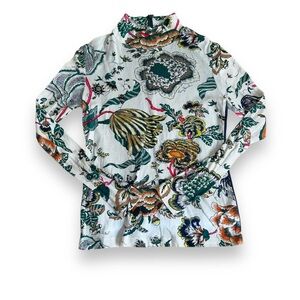 Tory Burch Multicolor Floral Long Sleeve Turtleneck